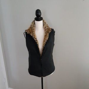 Faux leopard reversible vest